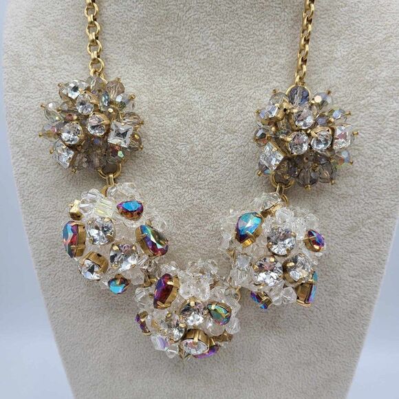 Exquisite! NWT J Crew Rhinestone Crystal Statement Snowball Necklace - Picture 10 of 14